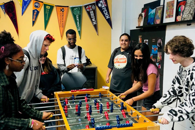 IVA High students play foosball