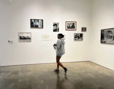 IVA High student viewing an art display at a local Museum.