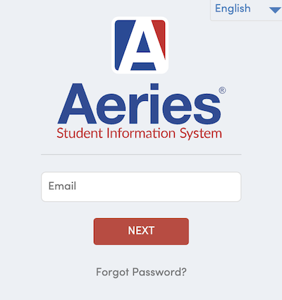 Image of Aeries Portal sign in screen.