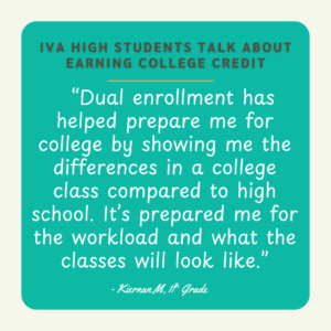 Graphic with quote from 11th grade IVA High student