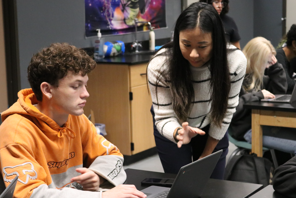 IVA High students work with LBCC Professor within their Orientation to College Success course on IVA High campus