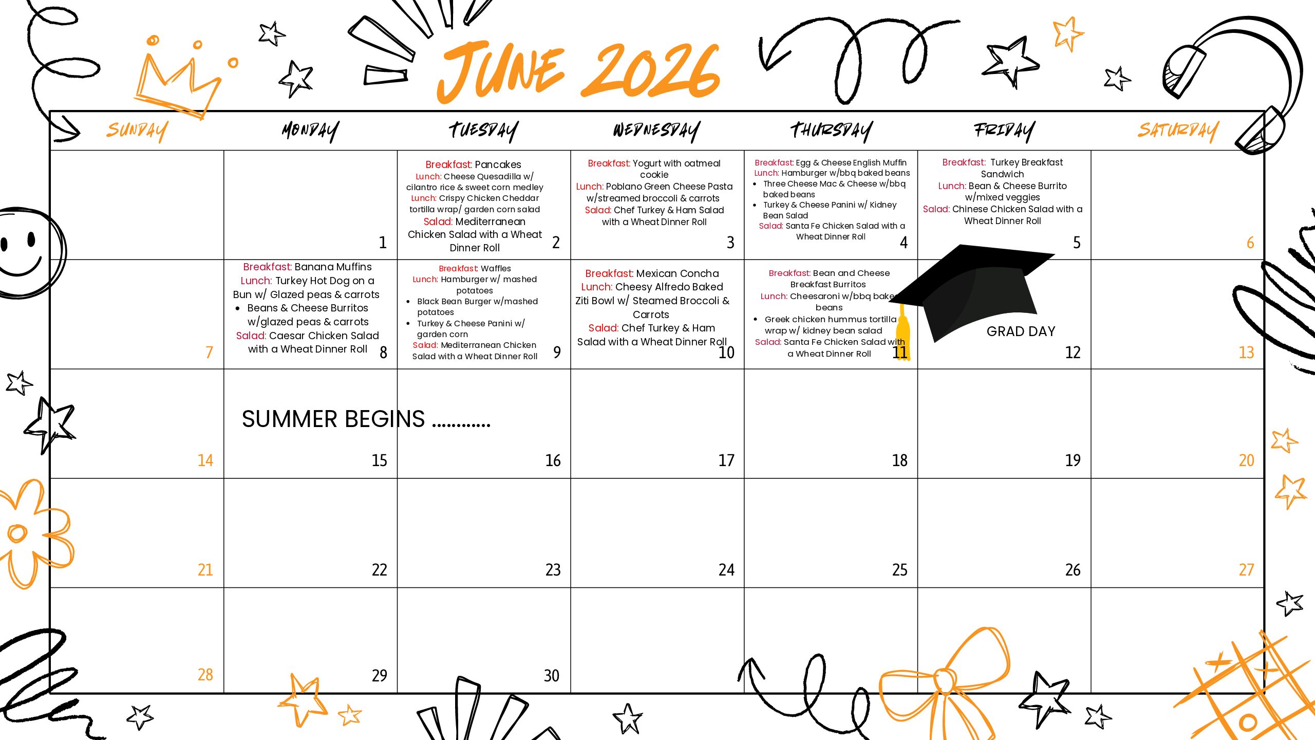 June 2026 IVA Lunch Menu