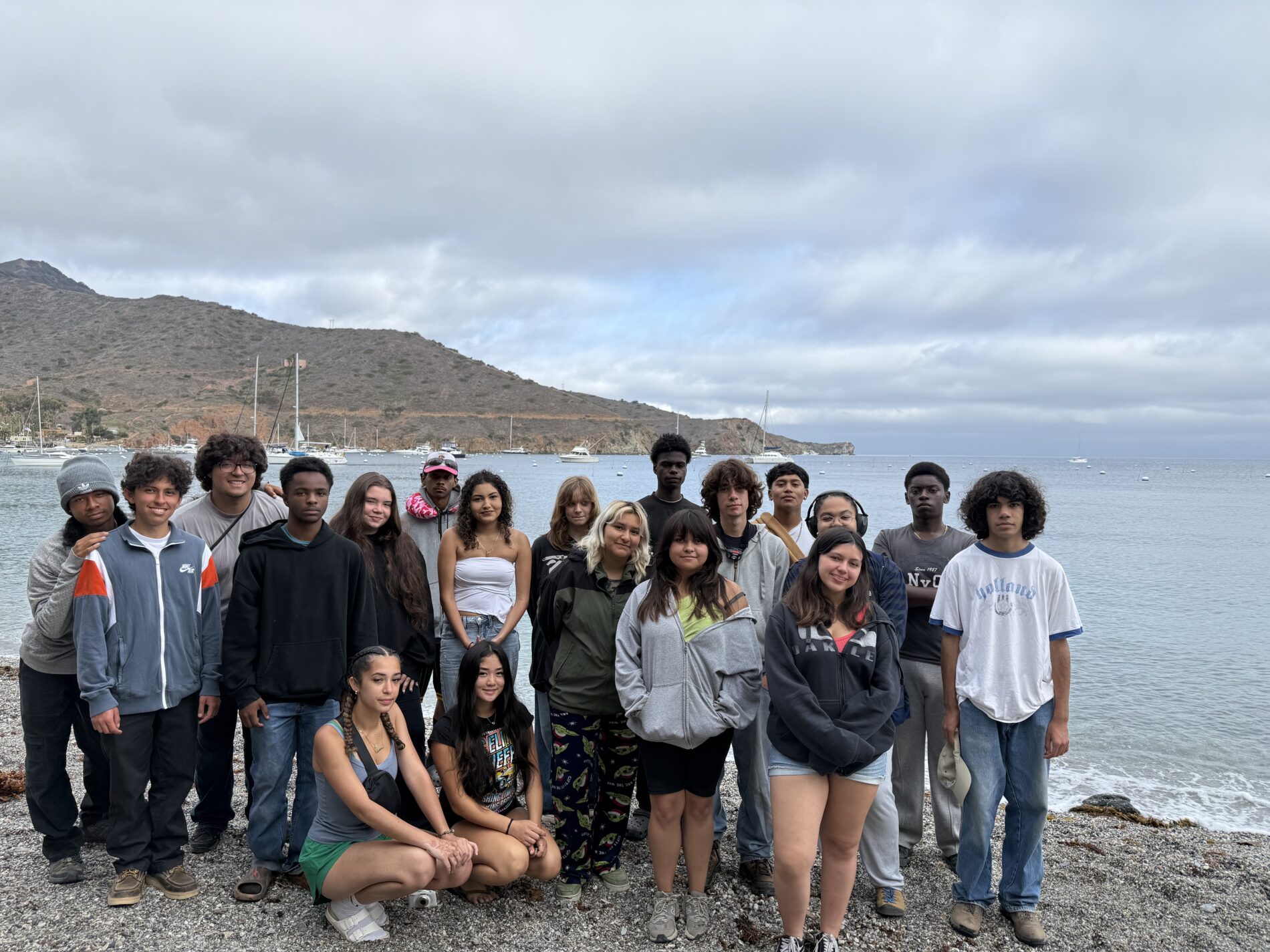 IVA High seniors gather for a photo on a field trip to the California coast.